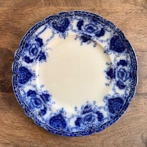 Antique 1895-1900 Flow Blue & White Plate. Upper Hanley Pottery MURIEL Pattern